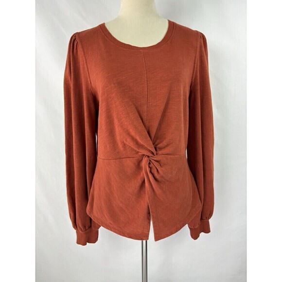 Pilcro Anthropologie Sweatshirt Burnt Orange Brown Medium Twist Front - Picture 2 of 9